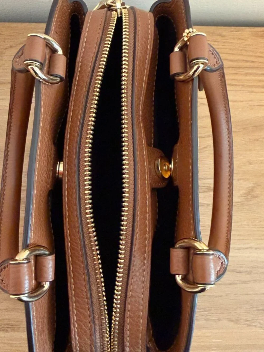 Coach Mini Lillie Carryall Brown Pebble Leather